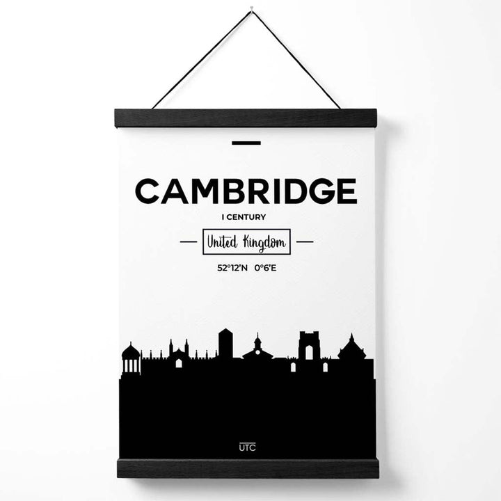 Cambridge Black and White City Skyline Poster with Hanger | Bowlift
