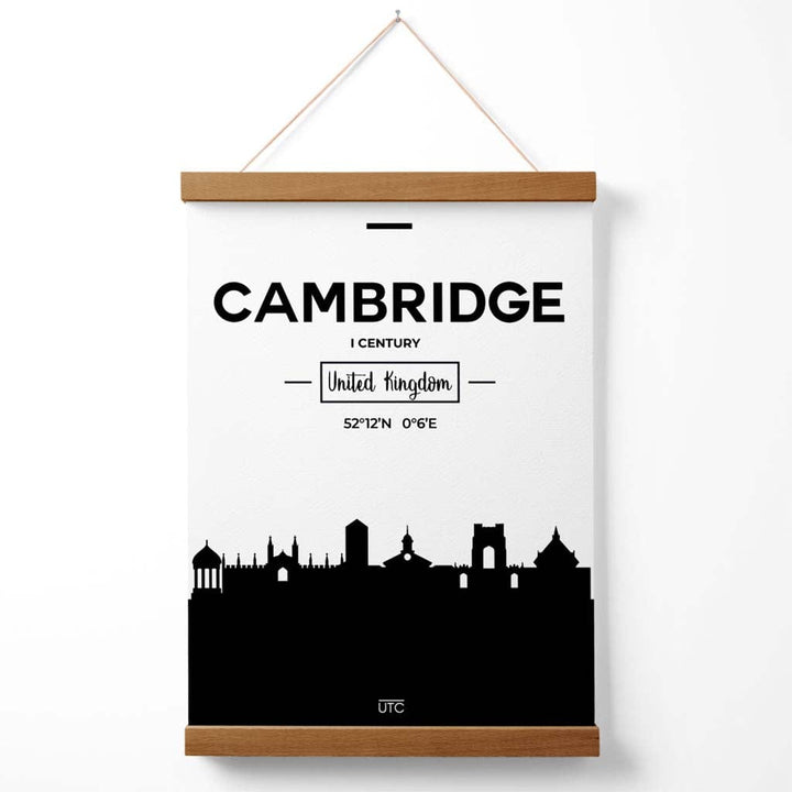 Cambridge Black and White City Skyline Poster with Hanger | Bowlift