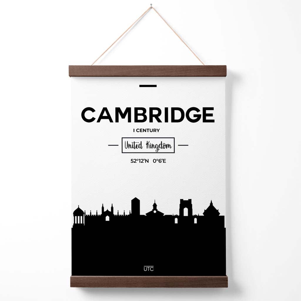 Cambridge Black and White City Skyline Poster with Hanger | Bowlift