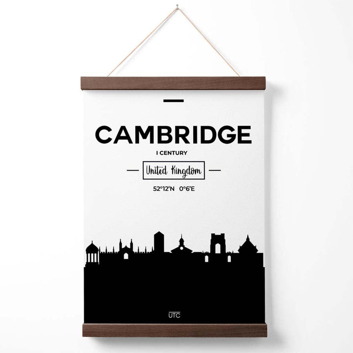 Cambridge Black and White City Skyline Poster with Hanger | Bowlift