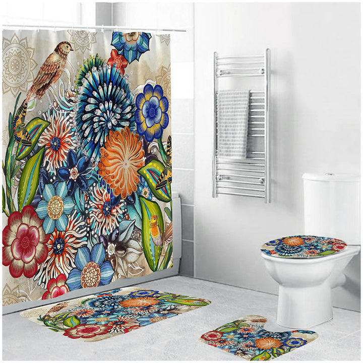 Floral Pattern Bathroom Set Bowlift