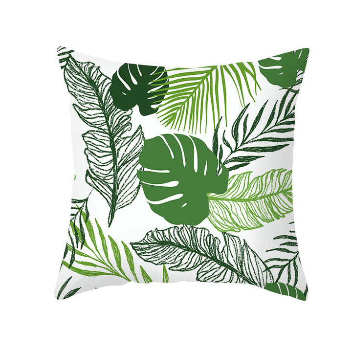 Tropical Printed Decorative Pillow Cover with Foil-Effect Script