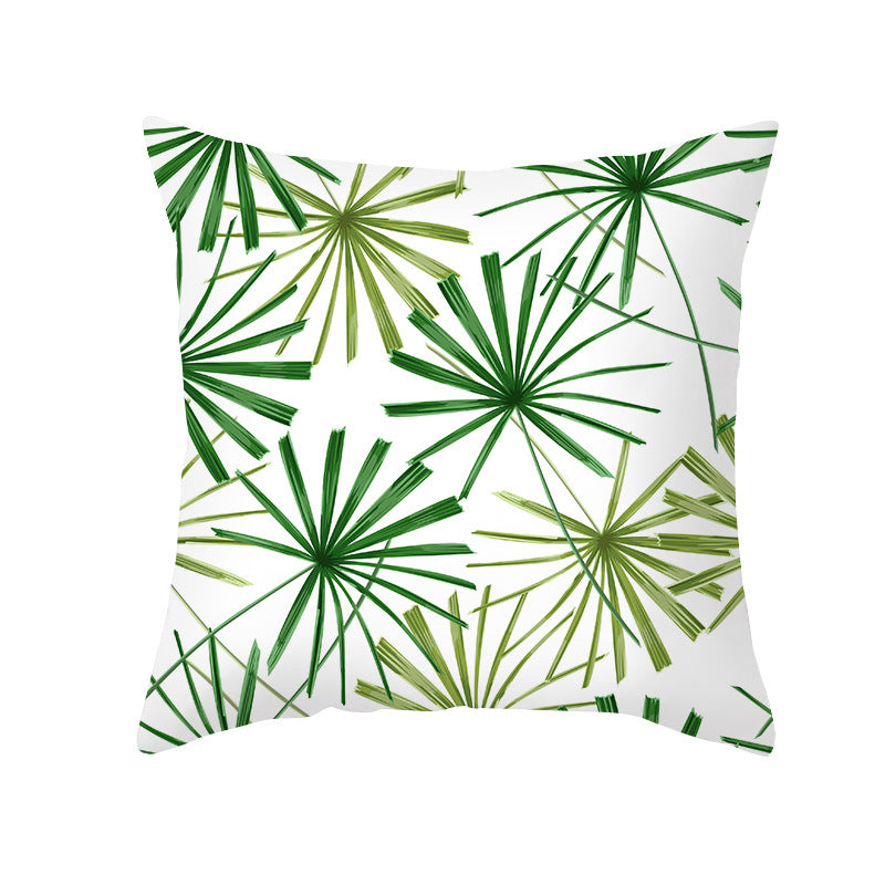 Tropical Printed Decorative Pillow Cover with Foil-Effect Script