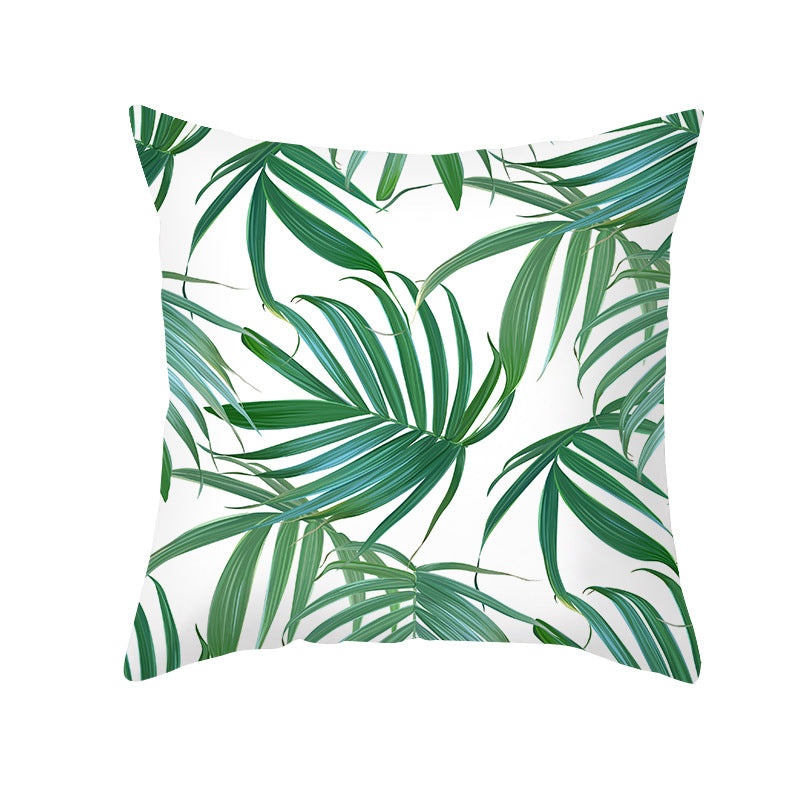 Tropical Printed Decorative Pillow Cover with Foil-Effect Script