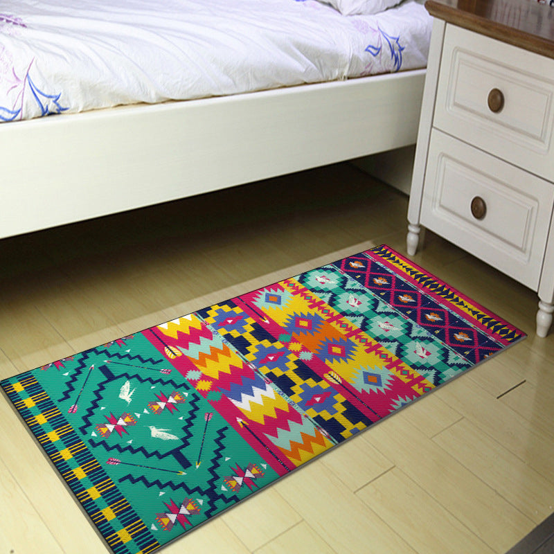 BowLift | Banded Aztec Tokens Rug Geometric Tribal Symbols Rug Synthetic Non-Slip Pet-Friendly Indoor Rug for the Living Room