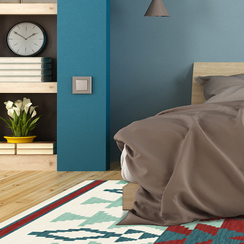 BowLift | Geometric Southwest Tribal Area Rug Abstract Spears Polyester Stain Resistant Flooring in Rust Red