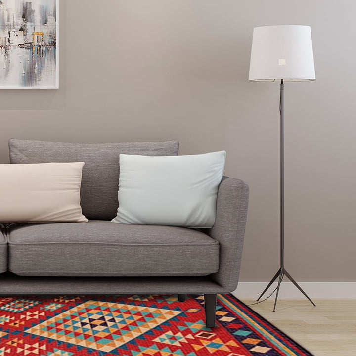 BowLift | Beef Frame Retro Tribal Carpet with Moroccan Medallion synthetic anti-slip pet-friendly rug for the fireplace