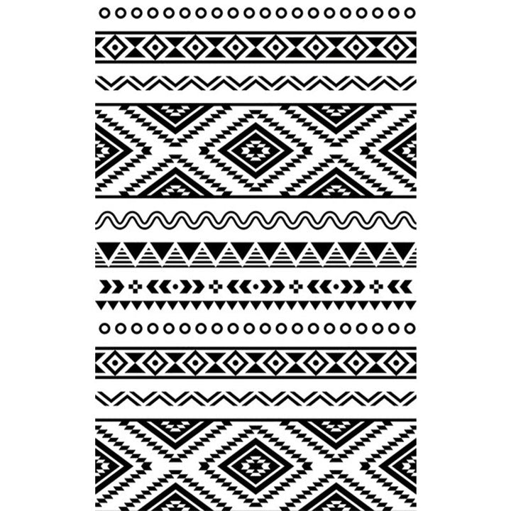BowLift | Country Tribal Washable Rug Black and White Ethnic Geometric Rug Stain Resistant Polyester Rug for the Living Room