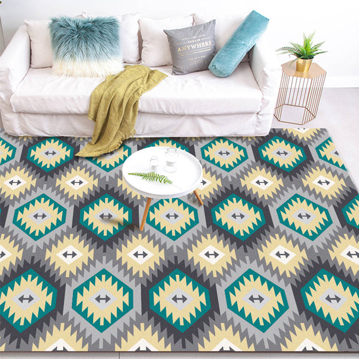BowLift | Tribal Gabbeh Abstract Rug Diamond Geometric Rug Polyester Washable Non-Slip Stain-Resistant Rug for the Bedroom
