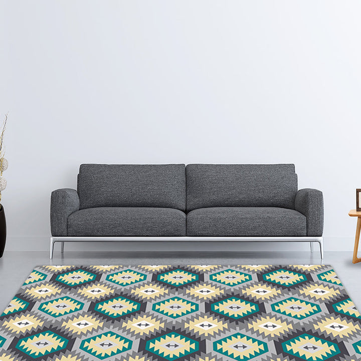 BowLift | Tribal Gabbeh Abstract Rug Diamond Geometric Rug Polyester Washable Non-Slip Stain-Resistant Rug for the Bedroom