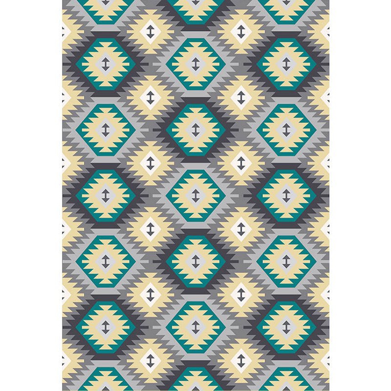 BowLift | Tribal Gabbeh Abstract Rug Diamond Geometric Rug Polyester Washable Non-Slip Stain-Resistant Rug for the Bedroom