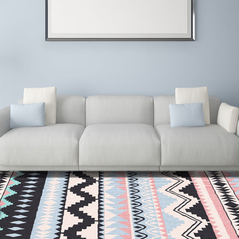 BowLift | Striped Chevron Geometric Rug Indian Americana Indoor Mat Synthetic Stain Resistant Non-Slip Hair Mat