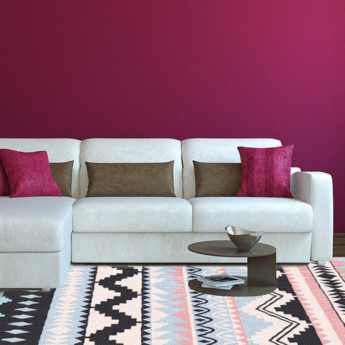 BowLift | Striped Chevron Geometric Rug Indian Americana Indoor Mat Synthetic Stain Resistant Non-Slip Hair Mat