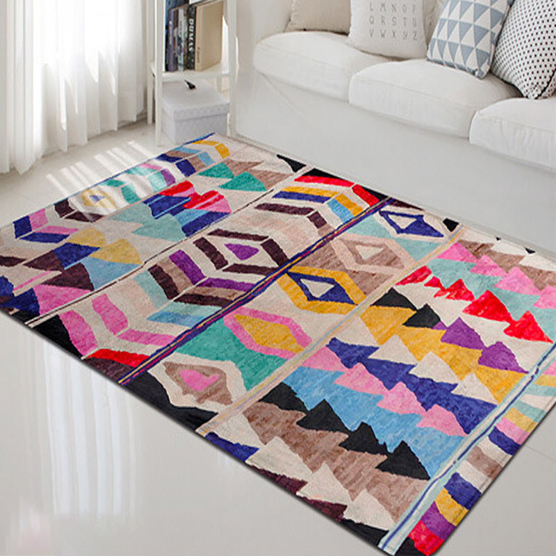 BowLift | Southwest abstract colorful striped chevron carpet tribal geometric lance tip fabric stain-resistant area rug for bedroom