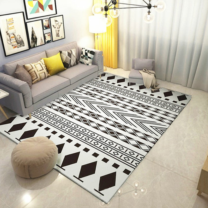 BowLift | Black-and-white Americana rug for the living room Diamond geometric rug fabric stain-resistant area rug