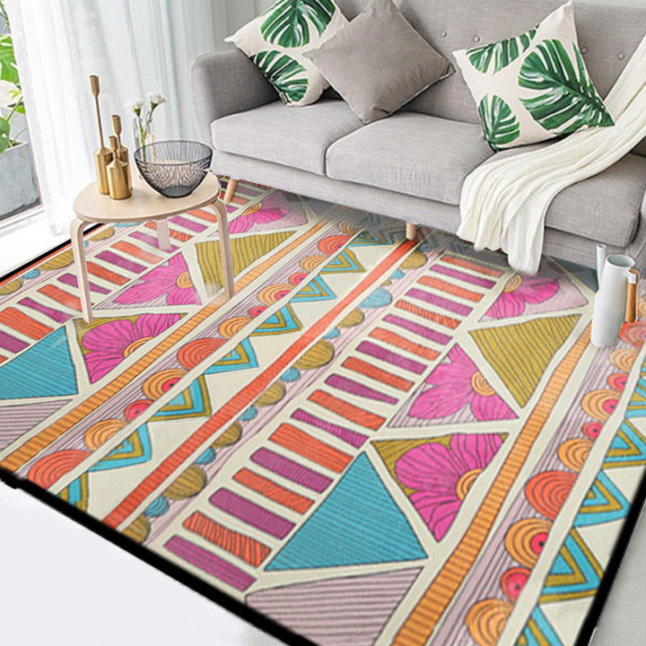 BowLift | Pink colored Moroccan geometric rug rustic synthetic indoor rug washable stain-resistant rug with flowers