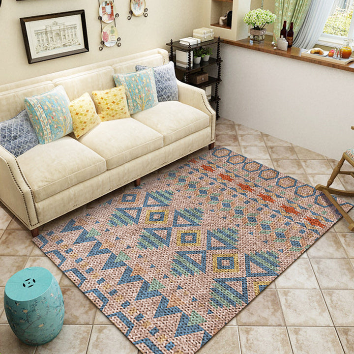BowLift | Braided rustic American rug brown washable area rug for bedroom geometric hunting stain-resistant rug