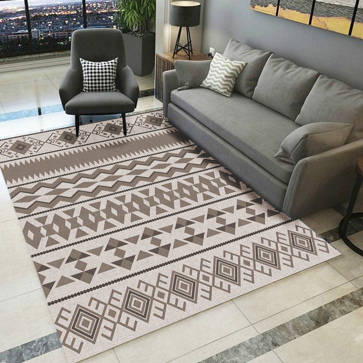 BowLift | Southwestern tribal brown carpet striped geometric diamond washable stain-resistant synthetic carpet for the living room
