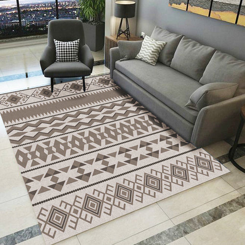 BowLift | Southwestern tribal brown carpet striped geometric diamond washable stain-resistant synthetic carpet for the living room