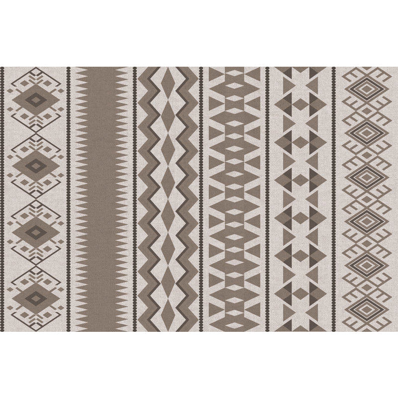 BowLift | Southwestern tribal brown carpet striped geometric diamond washable stain-resistant synthetic carpet for the living room
