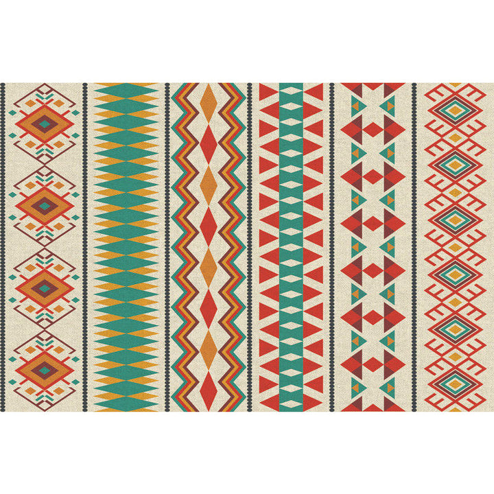 BowLift | Indian Tribal Orange and Green Rug Striped Geometric Area Rug Fabri Pet Friendly Stain Resistant Indoor Carpet