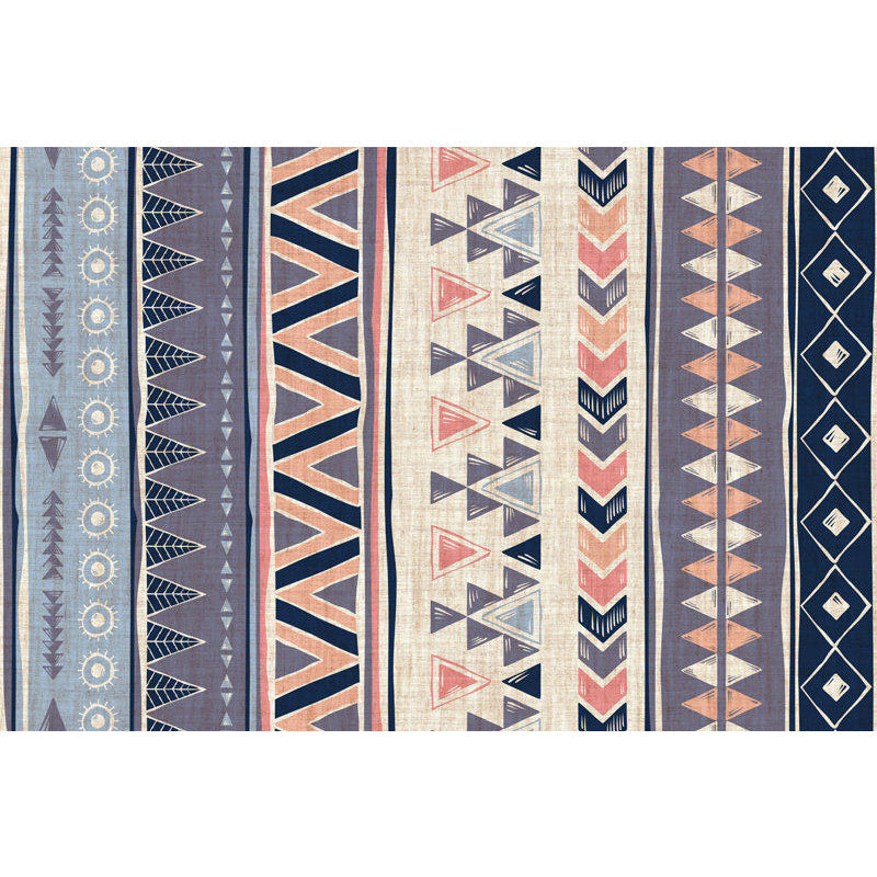 BowLift | Warm purple stain-resistant rug striped geometric Americana tribal rug polyester pet-friendly area rug for living room