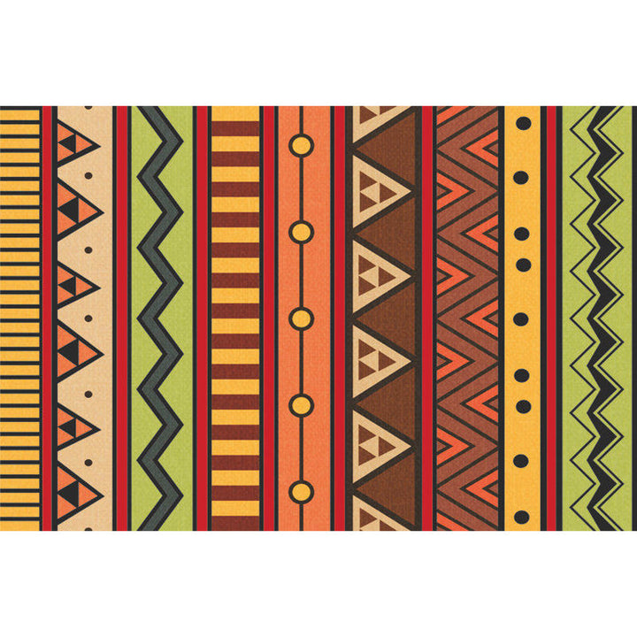 BowLift | Dark Red Americana Tribal Carpet Striped Geometric Polyester Pet Friendly Stain Resistant Rug for Accent Area