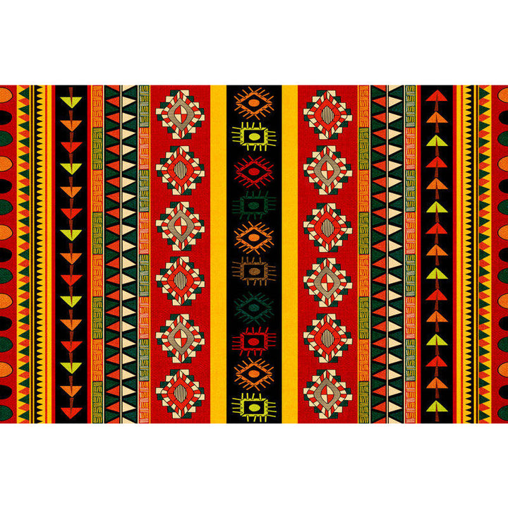 BowLift | Dark Red Americana Tribal Carpet Striped Geometric Polyester Pet Friendly Stain Resistant Rug for Accent Area