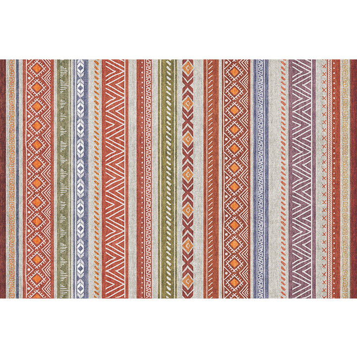 BowLift | Bohemian Style Indoor Rug Striped Geometric Shine Rug with Zigzag Lines and Diamond Synthetic Non-Slip Rug