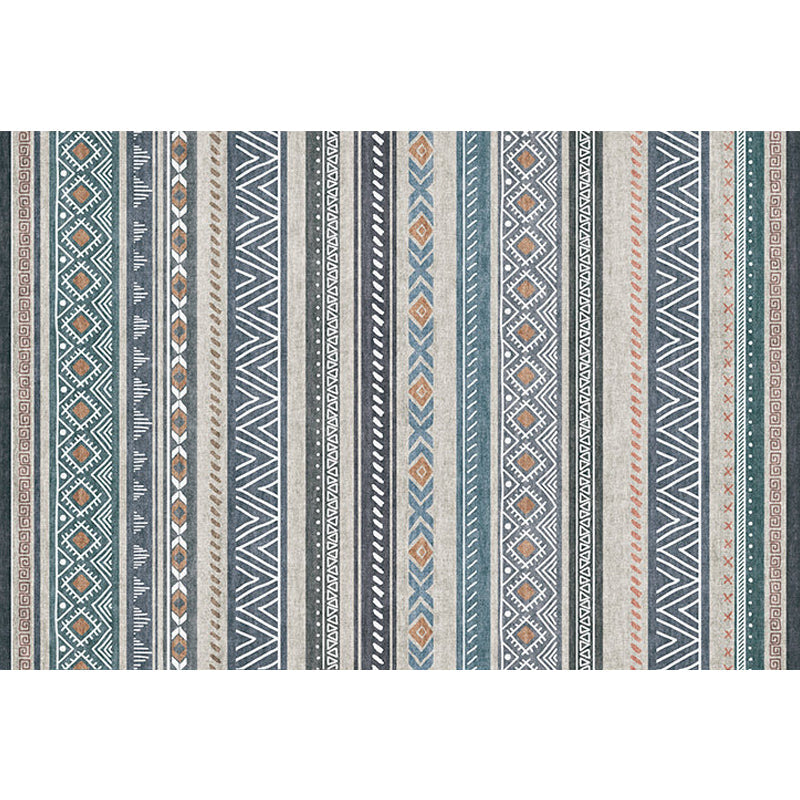 BowLift | Bohemian Style Indoor Rug Striped Geometric Shine Rug with Zigzag Lines and Diamond Synthetic Non-Slip Rug