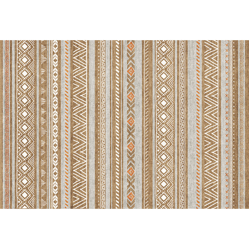 BowLift | Bohemian Style Indoor Rug Striped Geometric Shine Rug with Zigzag Lines and Diamond Synthetic Non-Slip Rug