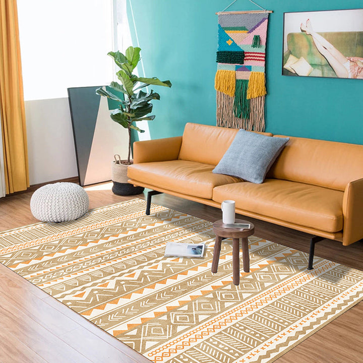BowLift | Indian America Area Rug Striped Diamond Geometric Synthetic Stain Resistant Power Loom Rug for the Area around the Fireplace