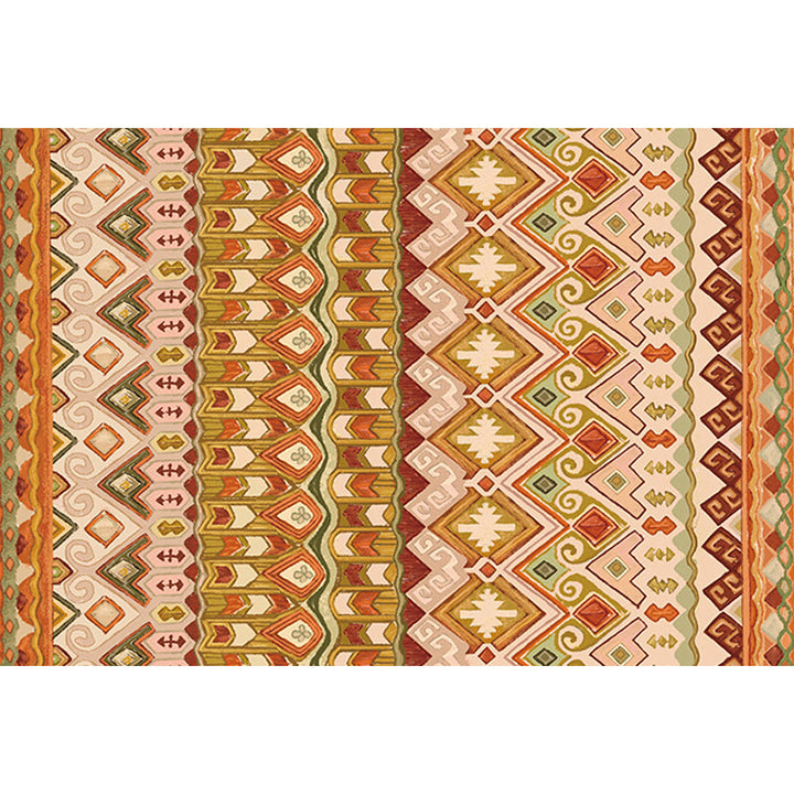 BowLift | Orange Americana Indoor Mat Striped Indian Tribal Graphic Rug with Feather Headscarf Synthetic Non-Slip Backing Rug