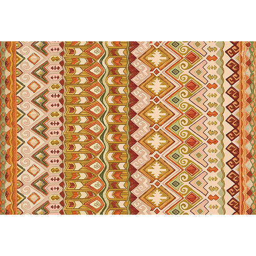BowLift | Orange Americana Indoor Mat Striped Indian Tribal Graphic Rug with Feather Headscarf Synthetic Non-Slip Backing Rug
