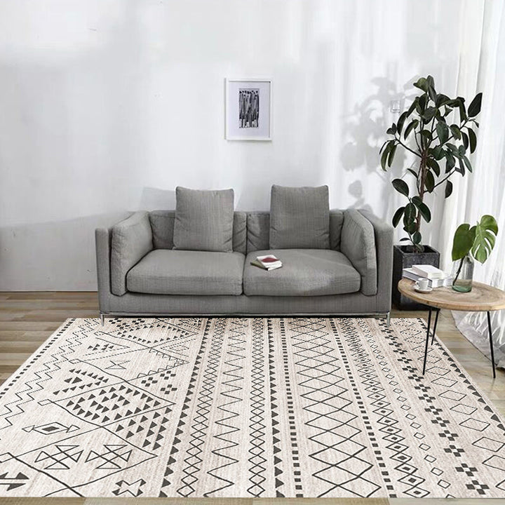 BowLift | Southwestern Rug Simple Geometric Diamond Washable Rug for Bedroom Power Loom Washable Non-Slip Rug