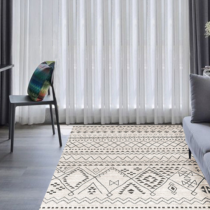 BowLift | Southwestern Rug Simple Geometric Diamond Washable Rug for Bedroom Power Loom Washable Non-Slip Rug