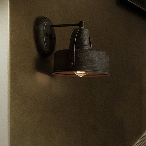 BowLift | Metal Antique Black Wall Lights Drum/Trumpet Shade 1-Light Retro Rustic Wall Lamp Fixture
