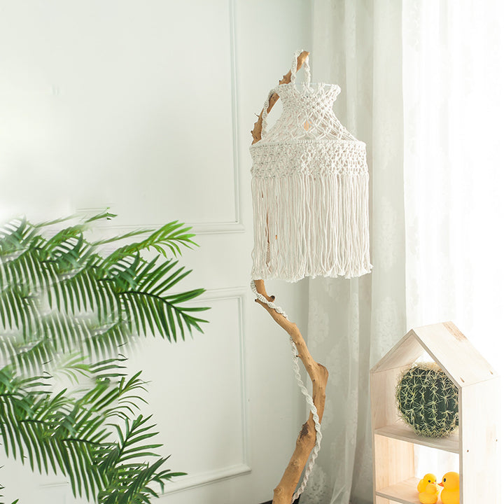 Macramé Hanging Pendant Light Bowlift