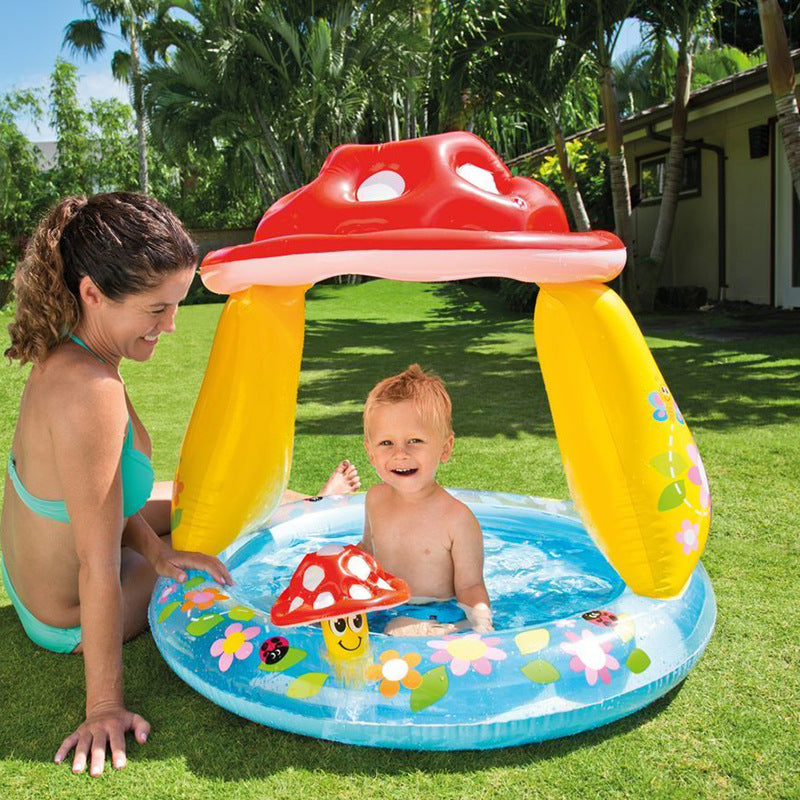 Women Inflatable Children's Pool with Cheerful Animal Motif Bowlift