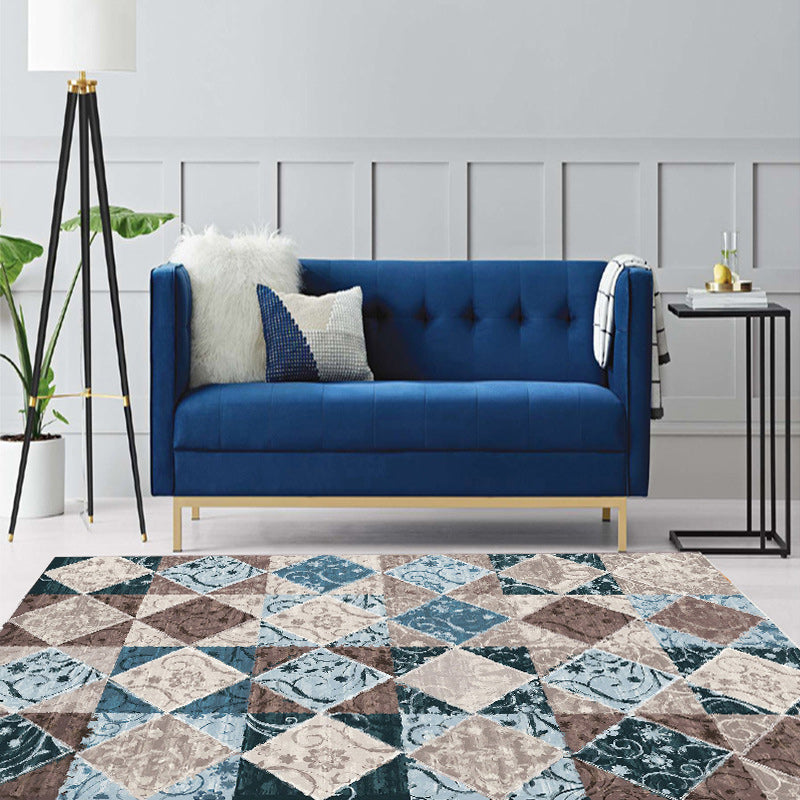 BowLift | Moroccan Living Room Rug Colorful Petal Diamond Pattern Rug Polyester Non-slip Flooring