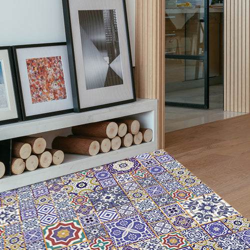 BowLift | Moroccan Floral Pattern Rug in Purple Polyester Rug Non-Slip Living Room Rug for Home Decoration