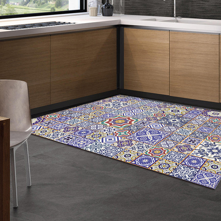 BowLift | Moroccan Floral Pattern Rug in Purple Polyester Rug Non-Slip Living Room Rug for Home Decoration