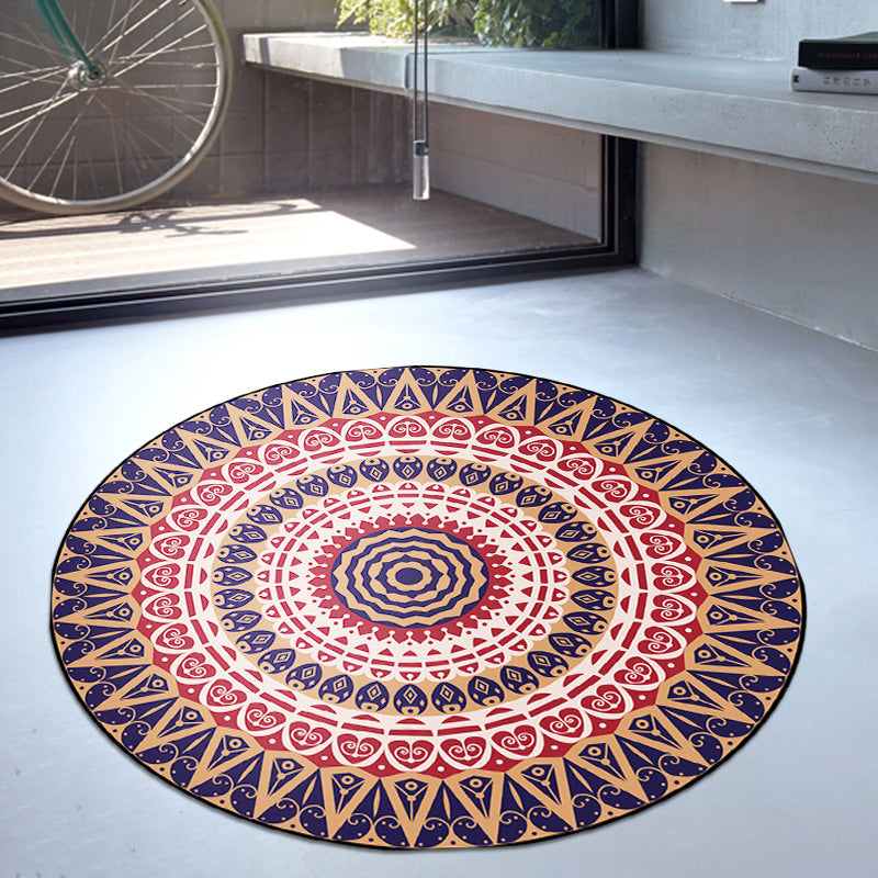 BowLift | Vintage Floral Carpet Red and Yellow Moroccan Carpet Polyester Non-Slip Back Machine Washable Carpet for the Bedroom