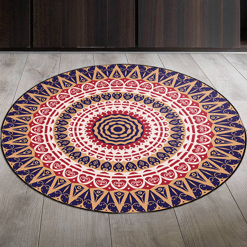 BowLift | Vintage Floral Carpet Red and Yellow Moroccan Carpet Polyester Non-Slip Back Machine Washable Carpet for the Bedroom