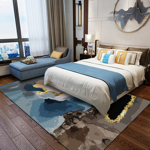 Nordic Modern Carpet in Brown Abstract Painting Print Carpet Polyester Washable Carpet for Home Decor | Bowlift
