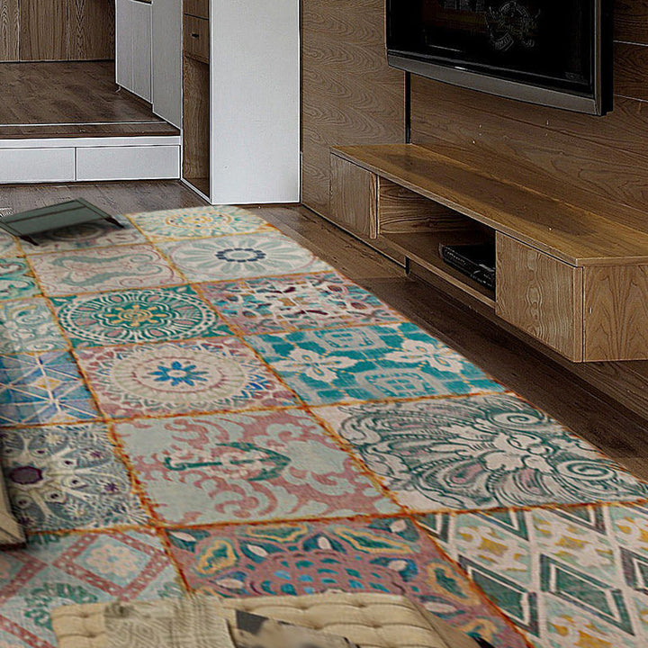 BowLift | Moroccan Living Room Rug Multicolored Flower Diamond Print Rug Polyester Rug