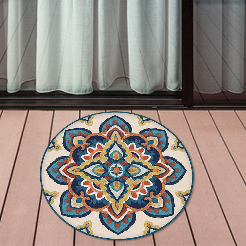 BowLift | Blue and Yellow Southwest Rug Synthetic Tribal Rug Non-Slip Back Area Rug for Bedroom