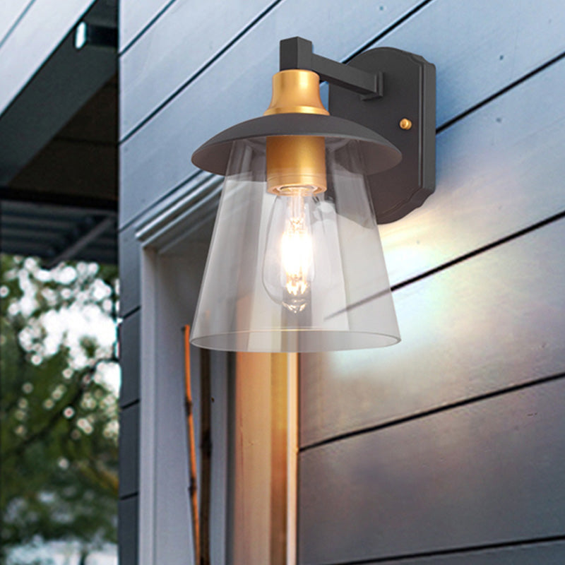 BowLift | Clear Glass Black Wall Lamp Lighting Cylinder/Half Circle/Rectangle 1-Light Industrial Light Fixture, 6"/8" Wide