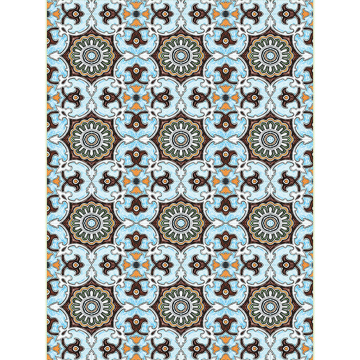 BowLift | Blue and brown Moroccan carpet polyester floral pattern non-slip rug for home decor