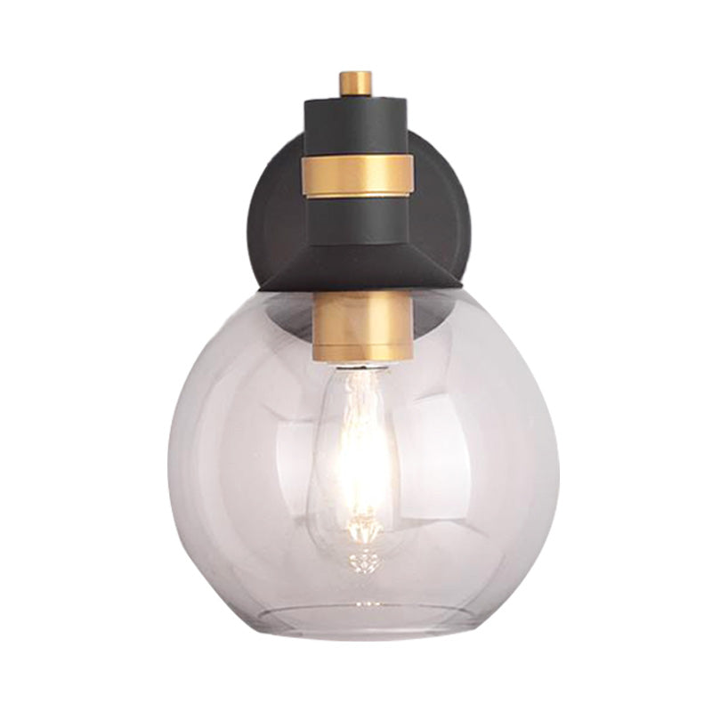 BowLift | Clear Glass Black Wall Lamp Lighting Cylinder/Half Circle/Rectangle 1-Light Industrial Light Fixture, 6"/8" Wide